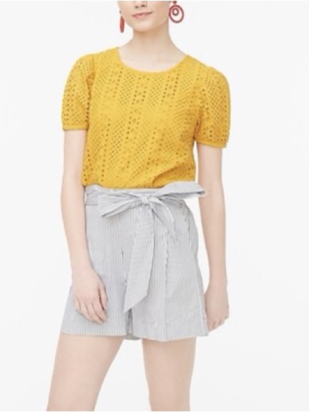 J. Crew Factory Eyelet Puff Sleeve Top, Bronzed Topaz, AL517, Size XS